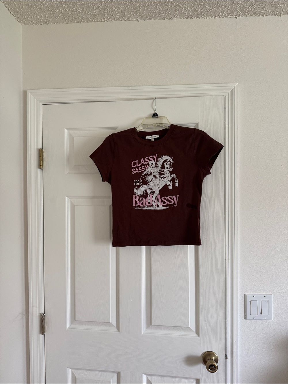 Women’s Cropped Horse Graphic Tee - Brown